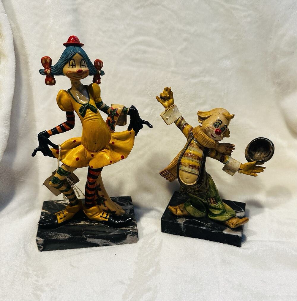 Fontanini Clown Girl #944, Simone #954 Carrara Marble Depose Italy Lot Of 2 Fun